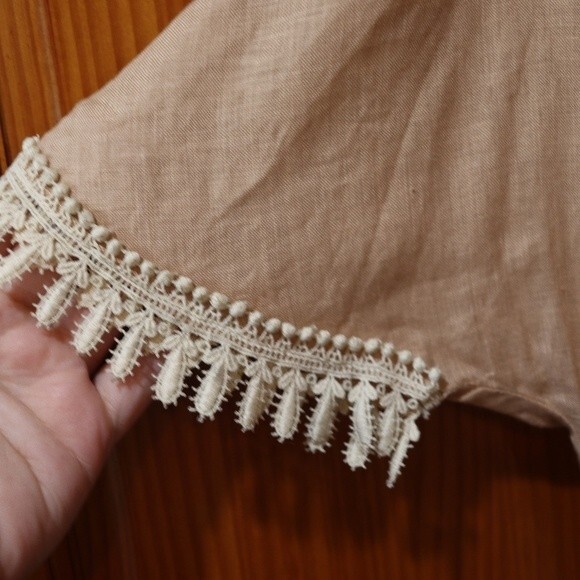 Vintage Lillie Rubin 1960s Light Pink & Lace Midi High Neck Dress 12 Linen - Picture 8 of 16